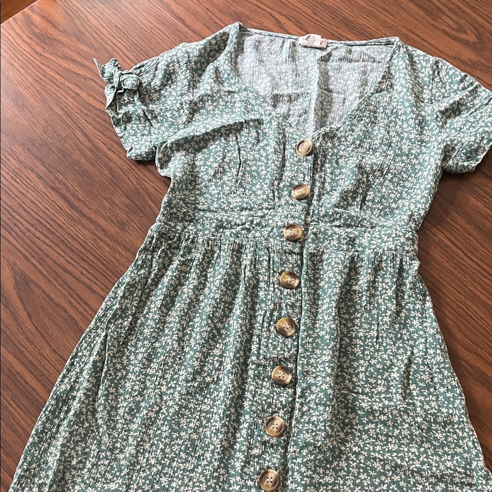 Floral Green Mini Dress